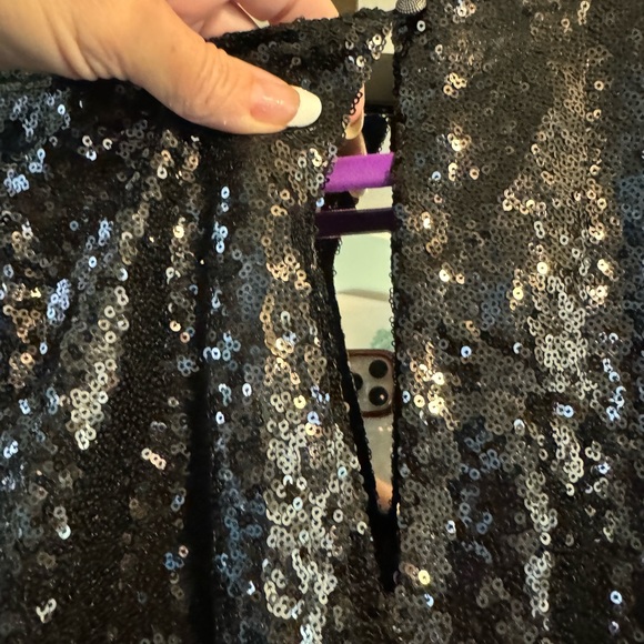 Anthropologie Sequin Mini Wrap Dress in Black XS - Picture 8 of 16